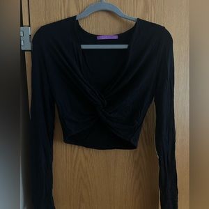 JAC PARKER black long sleeve twist tie crop top. Size small.
